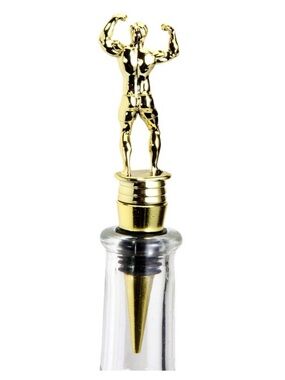 Garven Trophy Style Wine Bottle Stopper flexing man NEW in box gifts
